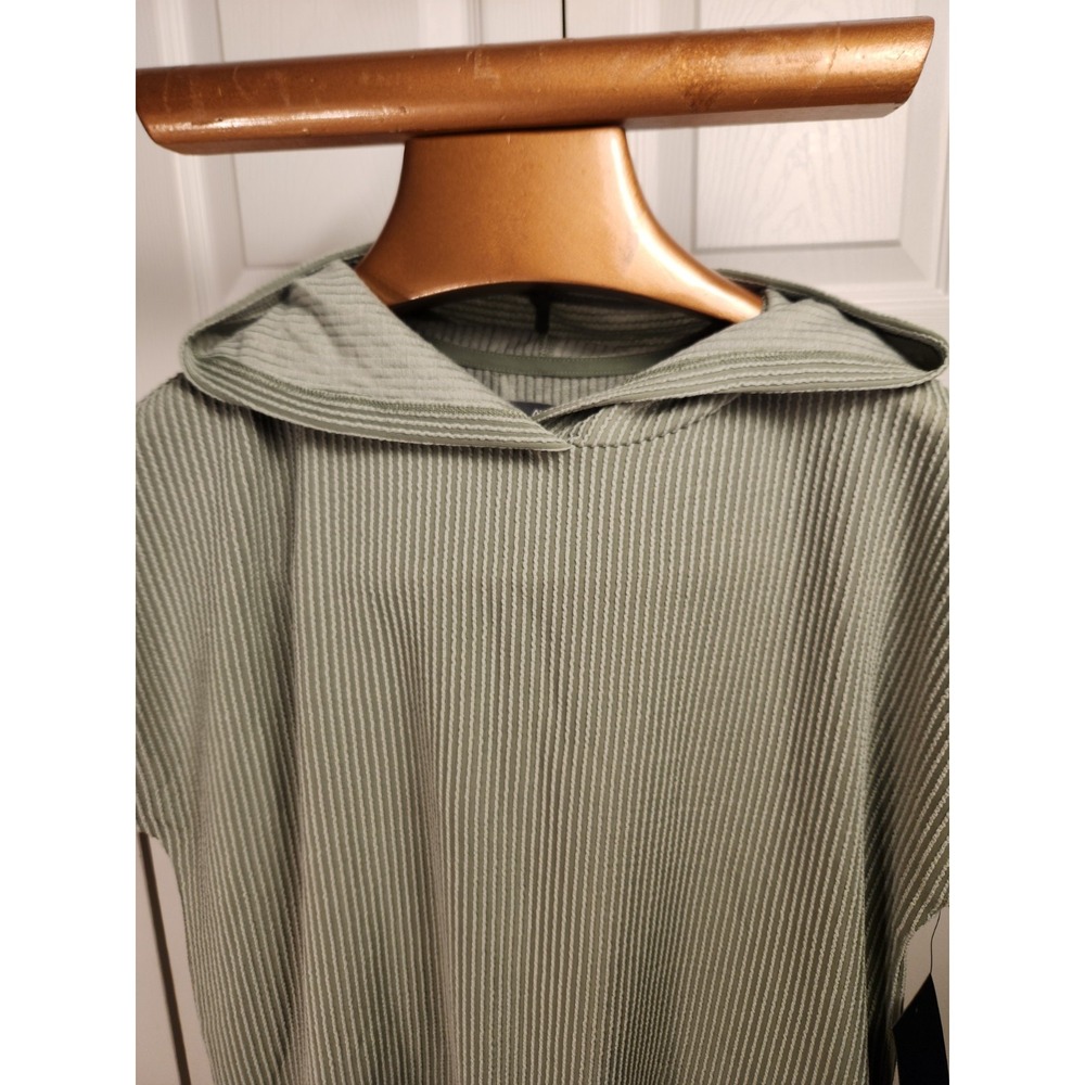 Andrew Marc New York Cap Sleeve Womens Scoop Green Ribbed  Hoodie Size Large